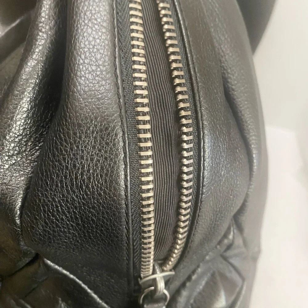 Elliott Lucca Black Leather Hobo Bucket Bag